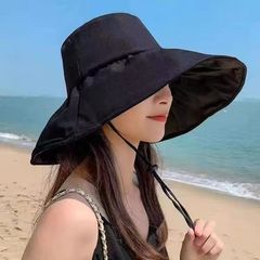 UV黒ゴム漁師帽日焼け止め日よけ帽子子供の夏の顔を隠して紫外線を防ぐことができます。