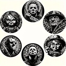 恐怖主题木制杯垫 耐热防滑饮料垫带有恐怖电影人非常用于咖啡店