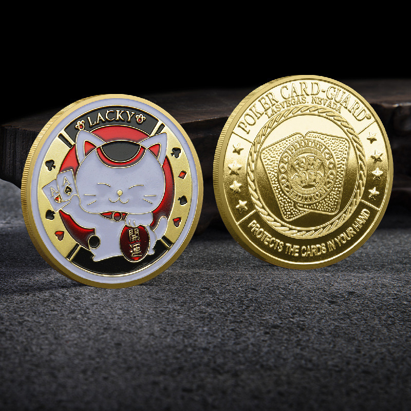 Lucky Cat Chips Commemorative Medallion Las Vegas Lucky Gold and Silver Coin Metal Card Presser Collection Gift Lucky Cat Chips Commemorative Medallion Las Vegas Lucky Gold and Silver Coin Metal Card Presser Collection Gift