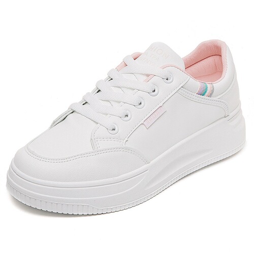 White shoes for women  new spring and autumn versatile breathable sneakers thick-soled dad shoes sports and casual white shoes QR06