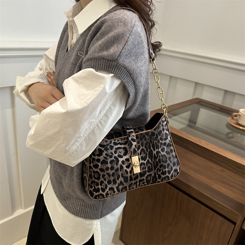 Bolso de leopardo de alto valor de cara nicho para mujeres 2024 nuevo popular bolso de brazo de hombro de estilo caliente bolso de mano