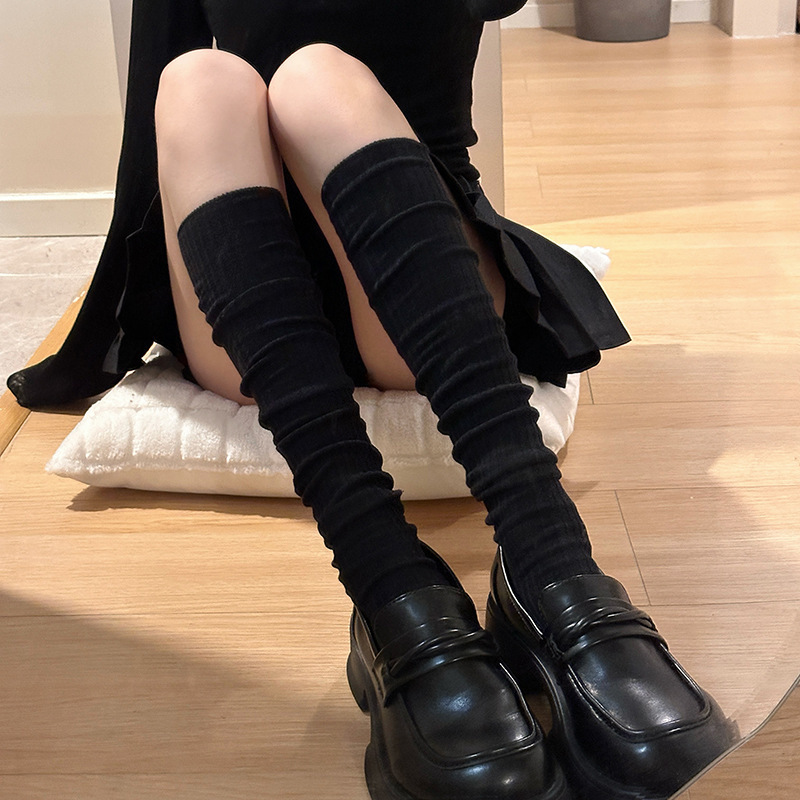 长靴过膝袜子女春秋jk白色堆堆袜小腿袜配靴子长筒袜非纯棉女秋冬|undefined