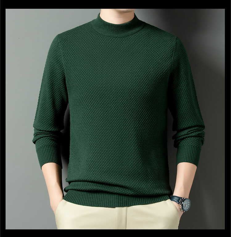 Suéter para hombre Suéter de base juvenil de invierno Suéter de manga larga de cuello medio alto cálido Suéter de todo fósforo nuevo para hombre