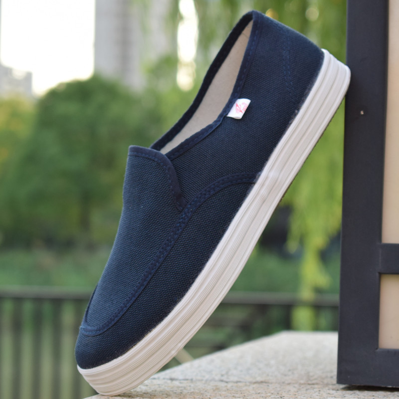 3537老板鞋帆布鞋工作劳保鞋男女情侣鞋夏季套脚透气鞋一脚蹬耐磨