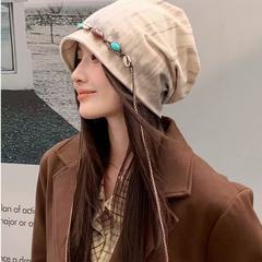 2025韩版秋冬帽子女大头围显脸小包头帽复古百搭堆堆帽保暖针织帽