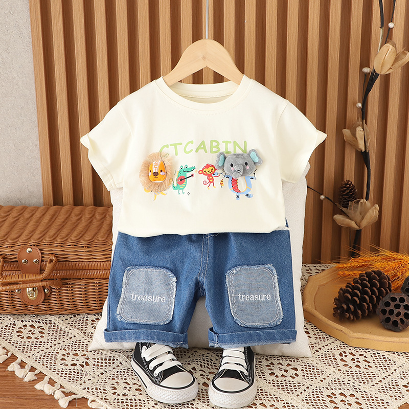 Bestseller Children's Cartoon Short-Sleeve 2026 New Stylish Infant Summer Outfit Two-Piece Set For 1-5 Year Olds ALYCExiyuebaobao_voghion.com