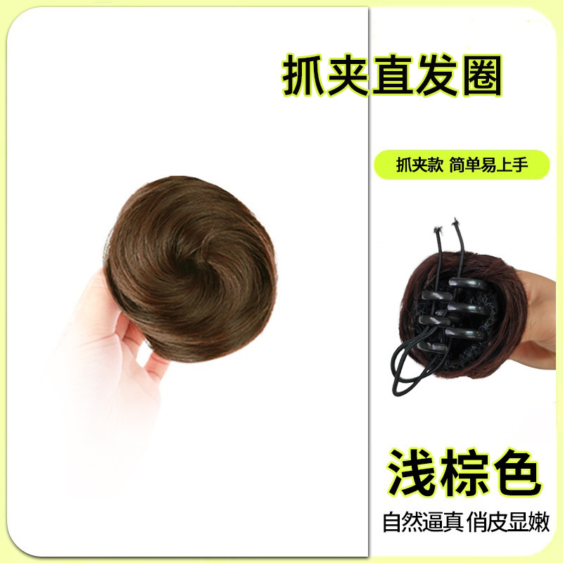 Peluca femenina cabeza de bola clip de pelo bolsa de pelo flor corsé Media bola pelo artificial esponjoso rizador de pelo natural peluca bolsa de pelo