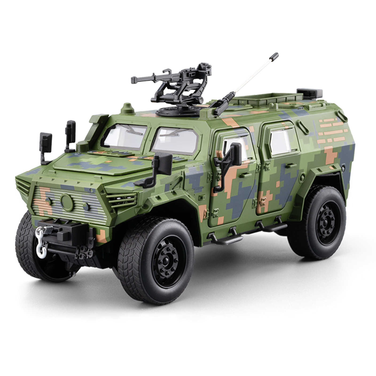 Gran vehículo blindado de guerrero 1:20 versión de gama alta de vehículo militar de aleación modelo de vehículo fuerte sonido y luz niño coche de juguete emitido en nombre de