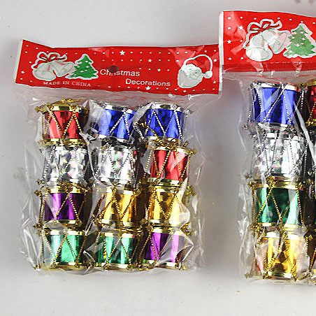 Tambor colgante navideño de lámina metálica, varios tamaños (2.5-5cm)