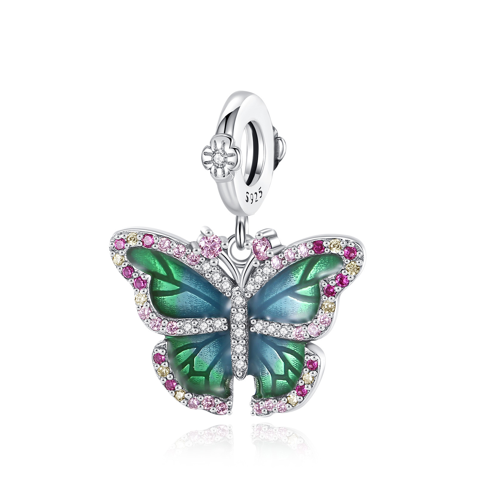 1 Pièce Le Cuivre Zircon Forme De Cœur Fleur Papillon Pendentif display picture 6