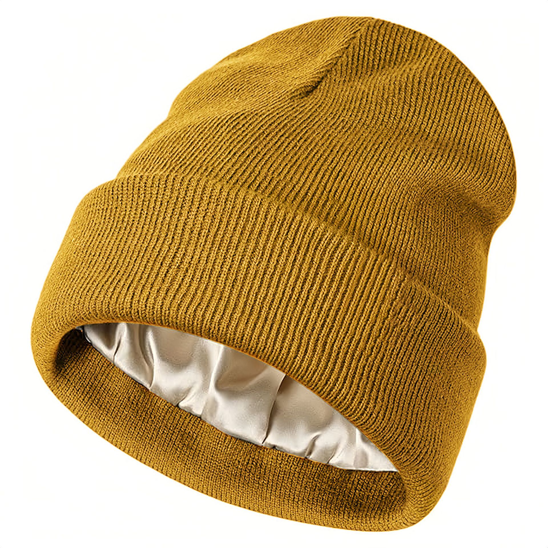 Cappello lavorato a maglia caldo in raso per protezione dei capelli da donna, stile europeo e americano, autunno inverno, nuovo, transfrontaliero_voghion.com