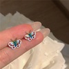 Cute summer fresh retro small design advanced earrings with bow, simple and elegant design, flowered, trend of season