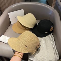 春夏出遊日系草編馬術帽子女韓版顯臉小棒球帽草帽防曬遮陽沙灘帽