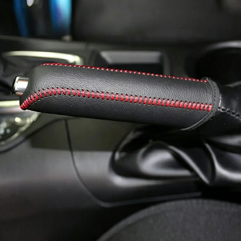Car handbrake cover for Mazda Axela CX-5 interior modification protective cover with red and black color stitching gear shift cover