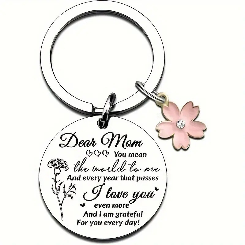 Stainless steel keychain mother's day cross-border Europe and the United States to send mother round card pendant lettering engraving factory direct sales