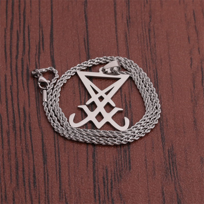 Wholesale Fashion Lucifer Badge Pendant Stainless Steel Necklace Nihaojewelry display picture 6