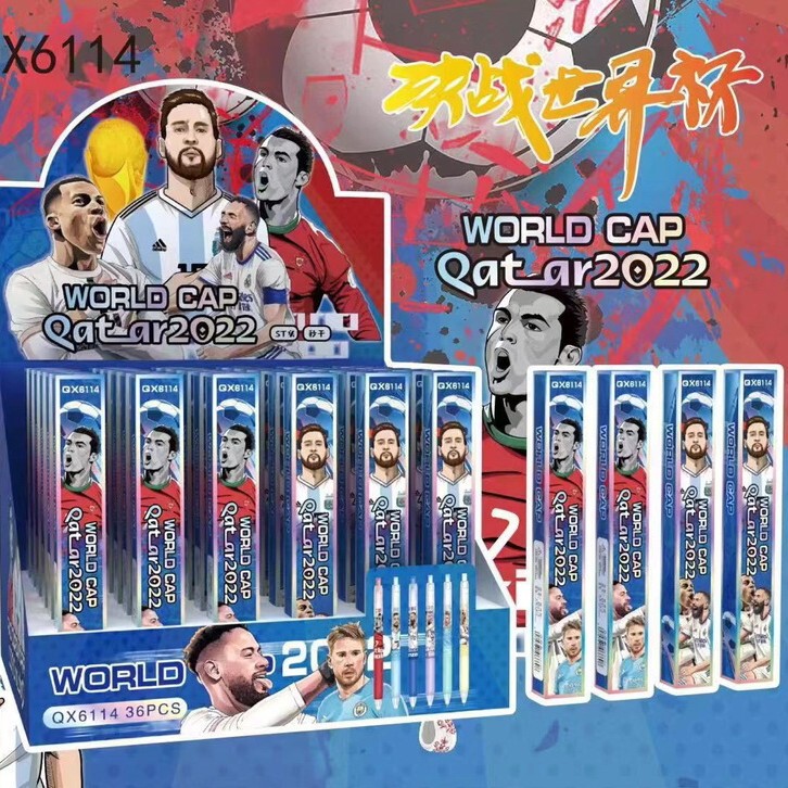 6114 Football World Cup Blind Box Press Gel Pen Game Surrounding Students Write Smooth Black Water Pen