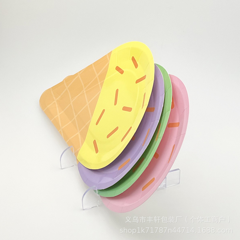 Niceparty 10 bandejas de papel en forma de helado bandejas de fiesta de cumpleaños desechables platos