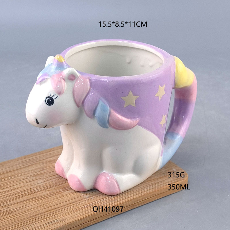 Unicornio creativo taza de cerámica de forma de animales taza de regalo de cumpleaños taza de agua regalo artesanal en stock