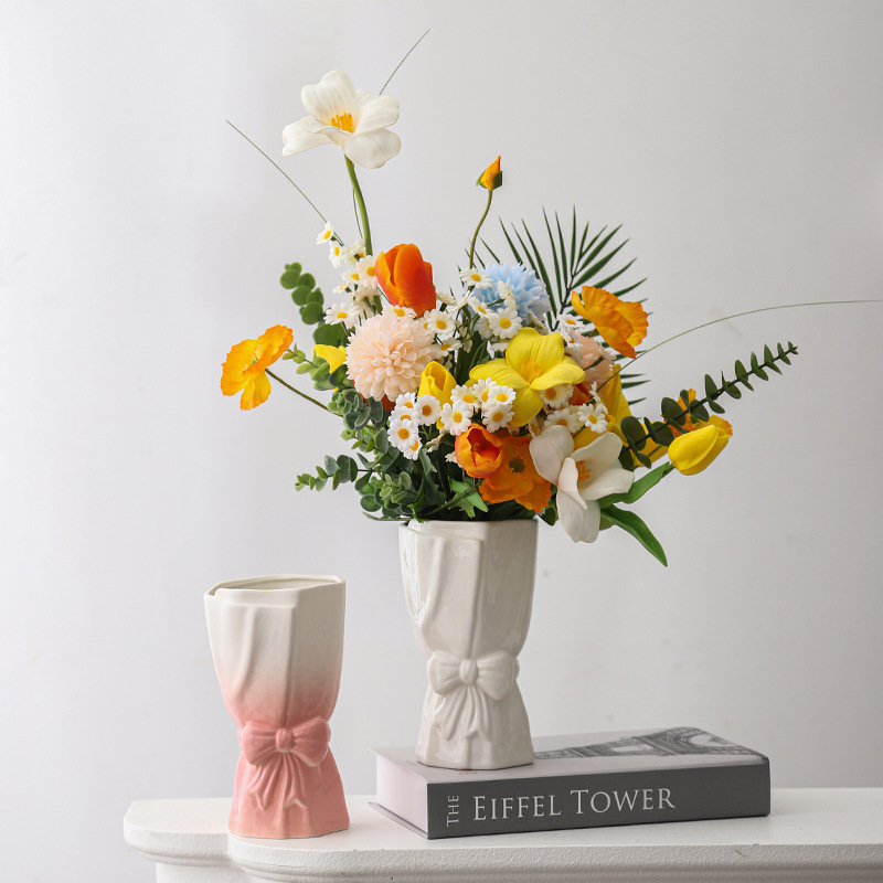 Flores europeas de mano decoración decorativa sala de estar artística flor decorativa rosa hidropónica decoración de mesa