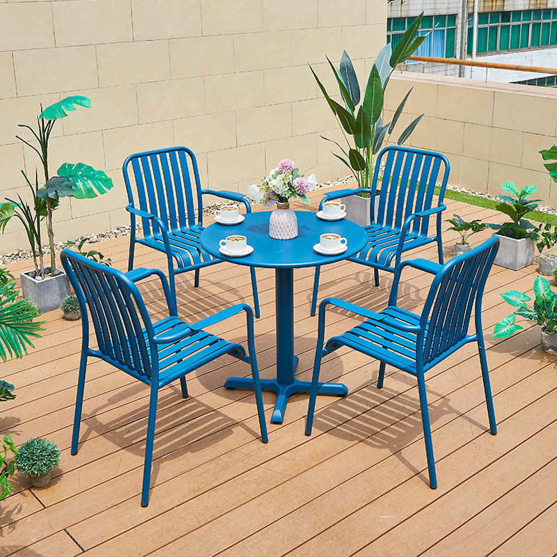 Mesa y silla al aire libre patio terraza al aire libre terraza villa jardín impermeable protección solar aleación de aluminio set mesa de té silla