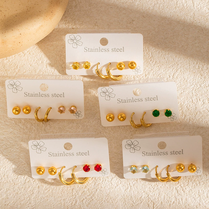 Набор из трех пар женских сережек из нержавеющей стали, модные невыцветающие серьги из титановой стали, красочные серьги, легкая роскошь и ощущение высокого класса.
