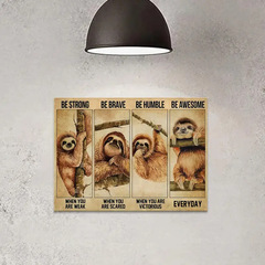 跨境勇敢的樹懶帆布畫臥室客廳家居背景牆面動物裝飾無框畫油布畫