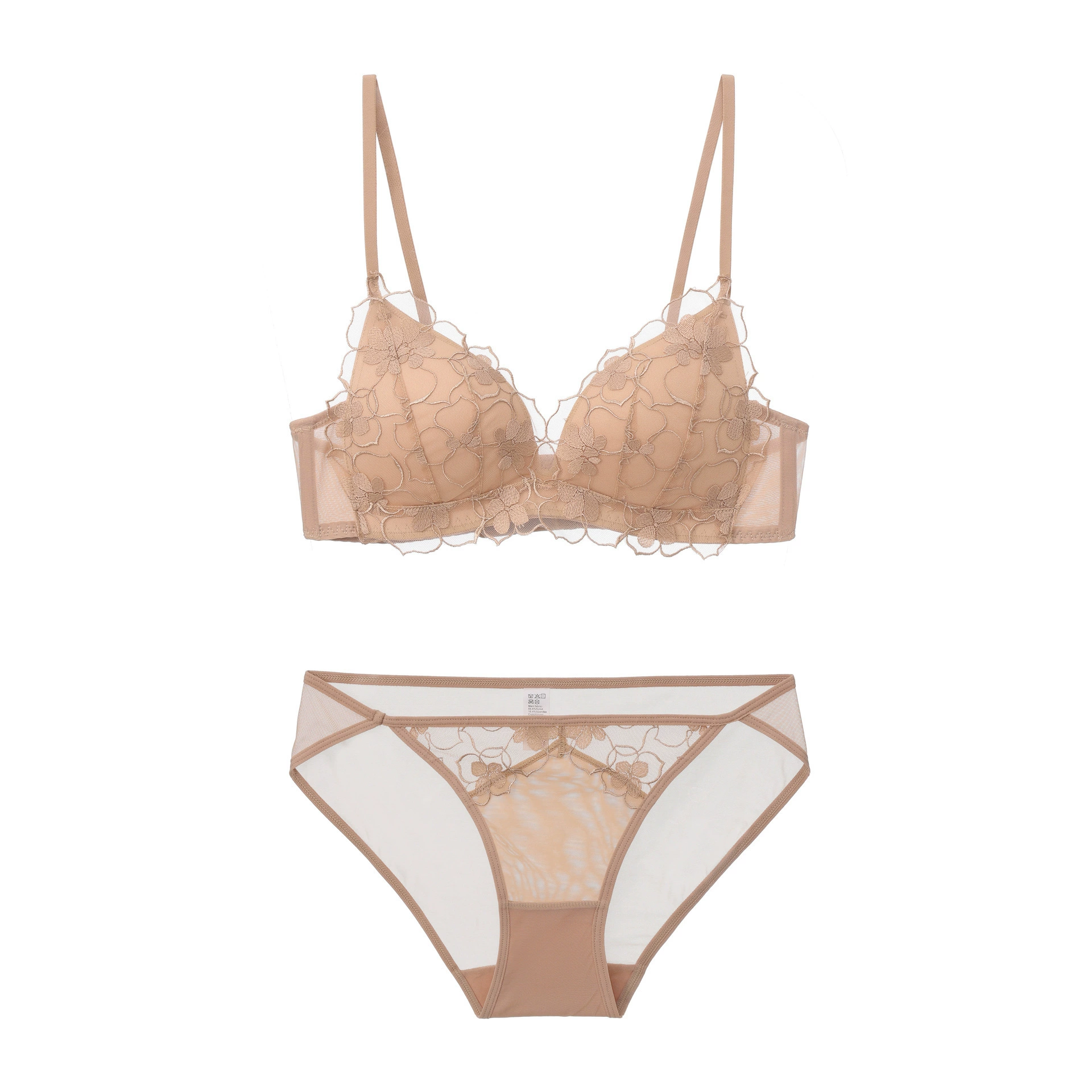  Wireless bra, sexy underwear, supporting push up bra, set, french style