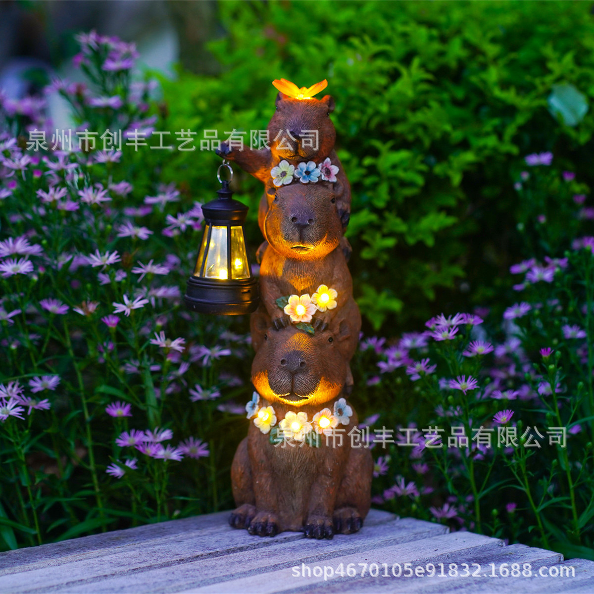 Cross-Border Outdoor Resin Crafts Garden Decorations Three Capibara Stacked Courtyard Decoration Ornaments Set