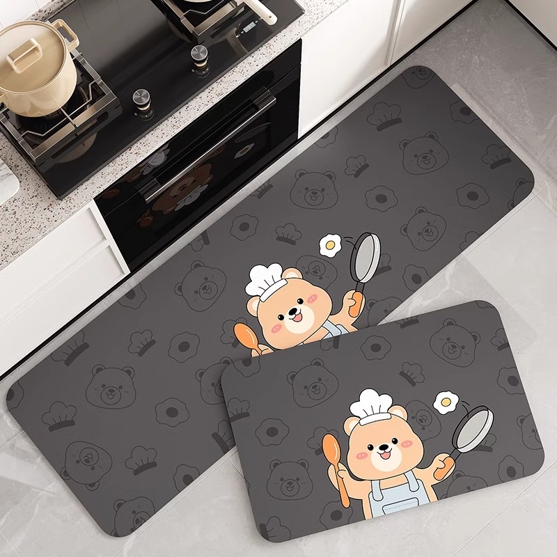 Kitchen-Specific Carpet Mat 2026 New Model Diatomaceous Earth Cartoon Kitchen Mat Oil-Absorbing and Water-Absorbing Carpet Non-Slip Foot Mat