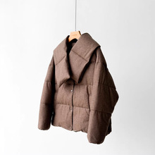 定纺牦牛绒+绵羊毛！白鹅绒可拆卸围脖宽松羽绒服25年冬新款042