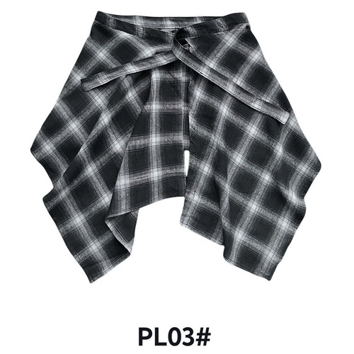 One-piece tie-in hide-and-seek semi-skirt women's hem shirt sweatshirt t-shirt outerwear layering magic grid diaper curtain men
