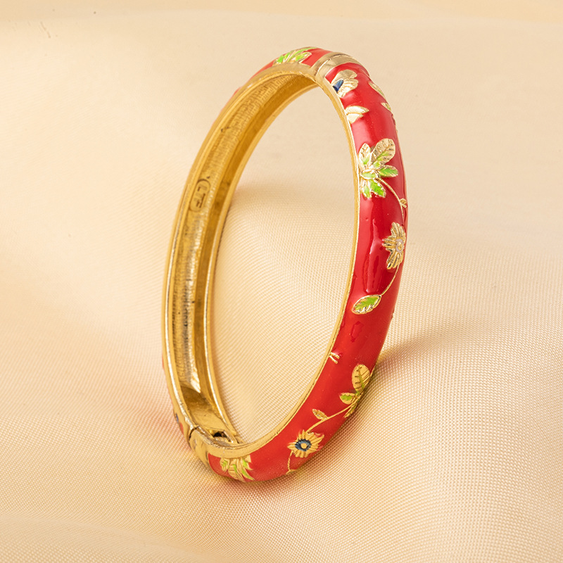 Beijing Cloisonné Enamel Bracelet for Women, Open Design Creative Enamel Jewelry, Unique Travel Souvenir for Ladies Beijing Cloisonné Enamel Bracelet for Women, Open Design Creative Enamel Jewelry, Unique Travel Souvenir for Ladies