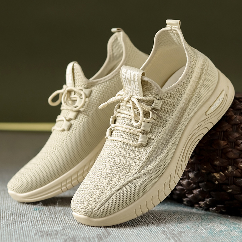 Zapatos de los hombres nueva primavera 2023 Comercio exterior transfronterizo zapatos de los hombres volando tejido con cordones casual jogging al por mayor zapatilla de deporte de los hombres