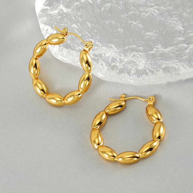 18K Gold Plated Plating Material 1 Pair Basic Modern Style Classic Style Geometric Heart Shape Plating 304 Stainless Steel 18K Gold Plated Hoop Earrings
