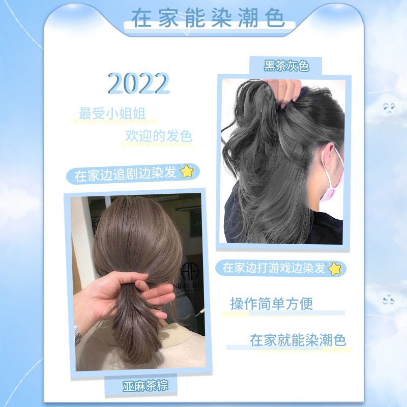 Champagne Gray Hair Dye for DIY Hair Color, Plant-Based Black Tea Pure Color Hair Cream, Women's Whitening Flax Brown