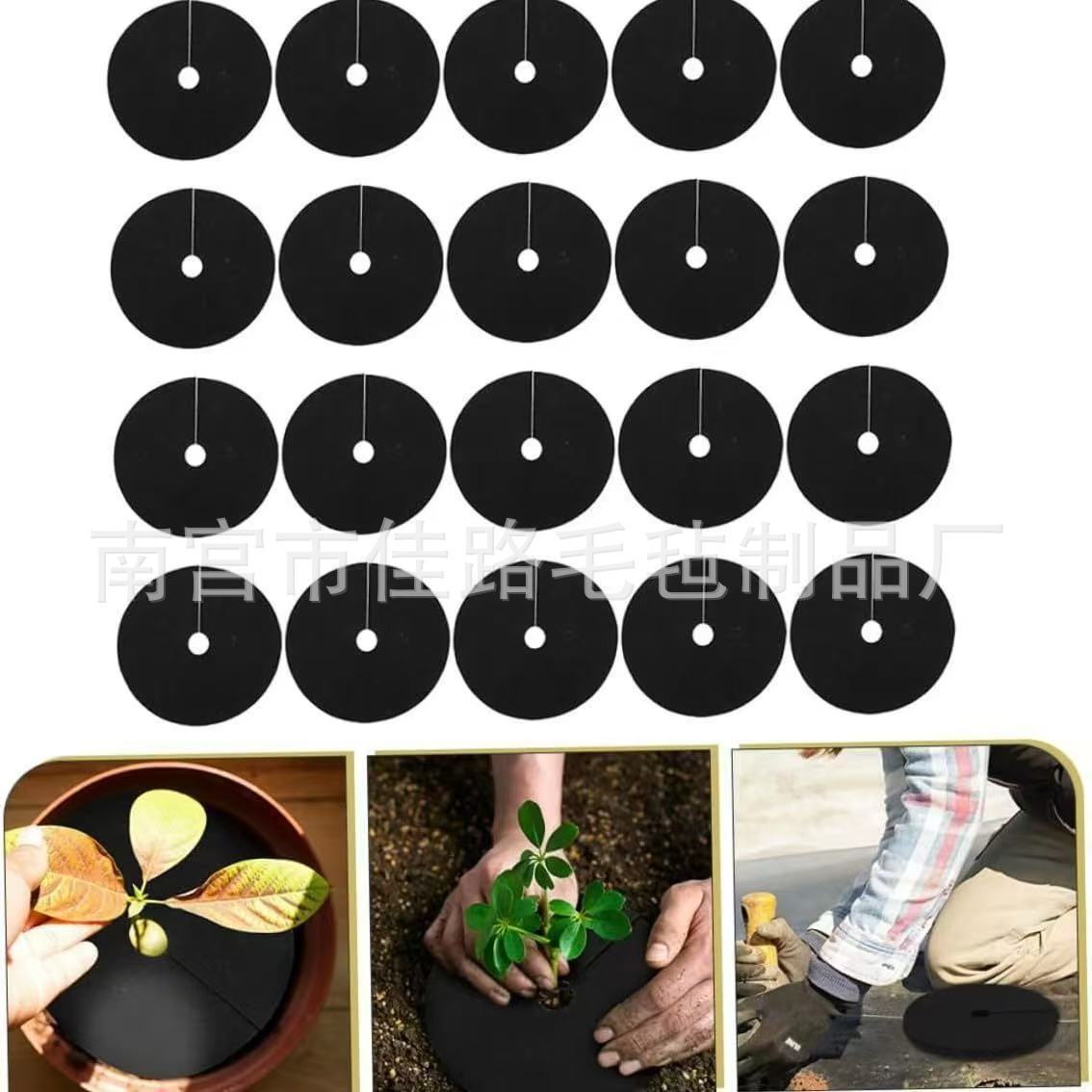 跨境圆形毛毡除草布保湿透气果园花夲园艺种植树覆盖毛毡除草布