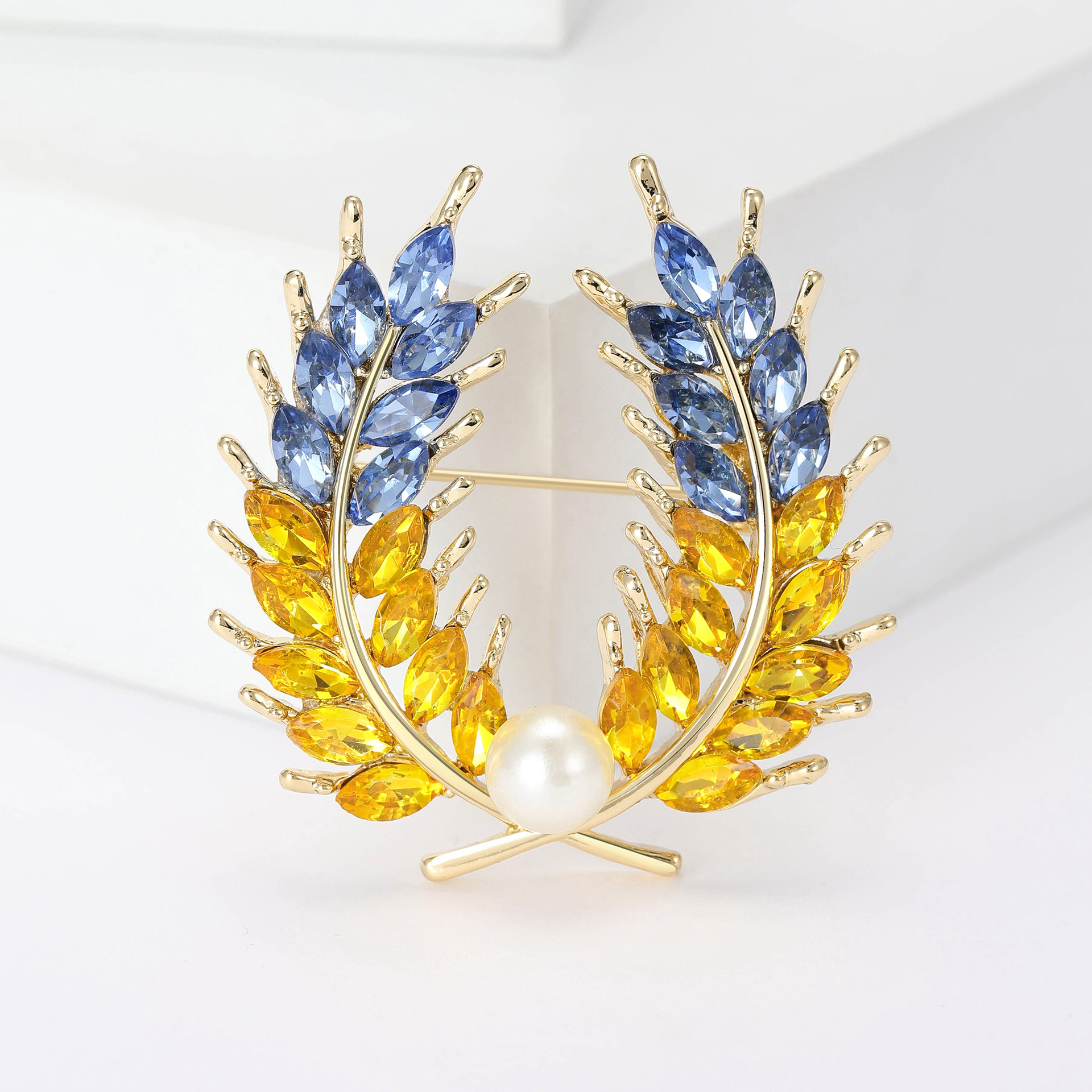 Damen Brosche Vintage Mit Perle Kristall Und Emaille Für Kleidung_voghion.com