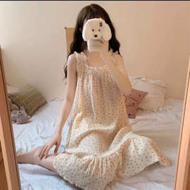 睡衣女夏韩版上衣女夏季睡裙短袖女士夏天家居服套装学生可爱百搭