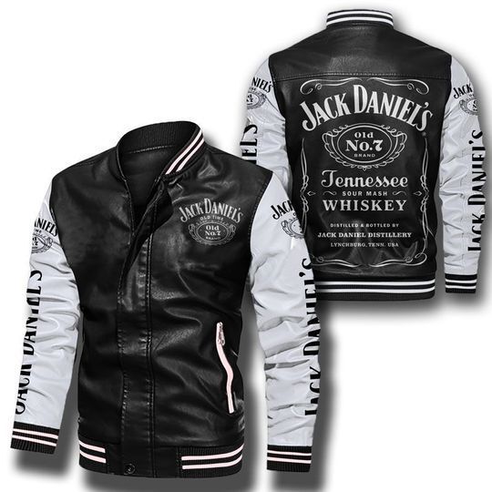 Jack Dennis drink beer car logo printed PU leather jacket baseball uniform hair