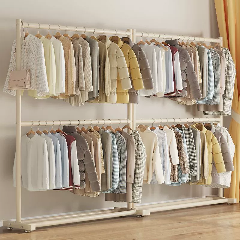 Двухслойная подставка для одежды с колесом от пола до пола вертикальная бытовая вешалка для общежития для спальни вешалка для хранения одежды