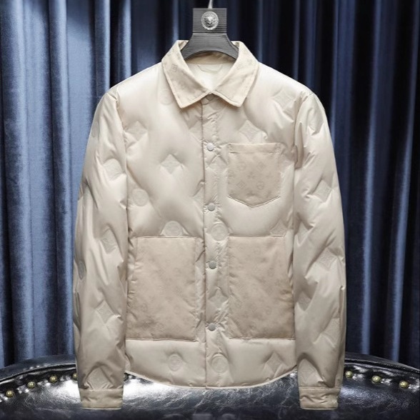 2024 New Shirt-Style Trendy Brand Jacket Winter Thickened Warm Fashion down Jacket Men's Cold-Resistant Coat Black