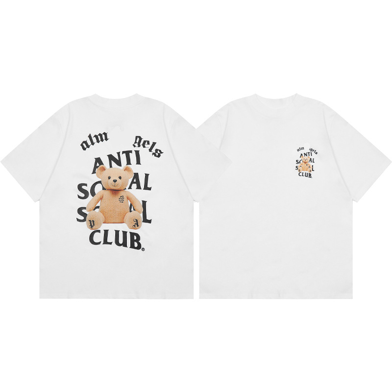 Versión correcta ASSC Club de dibujos animados relámpago impresión conjunta cuello redondo de los hombres Jersey pareja manga corta Camiseta moda