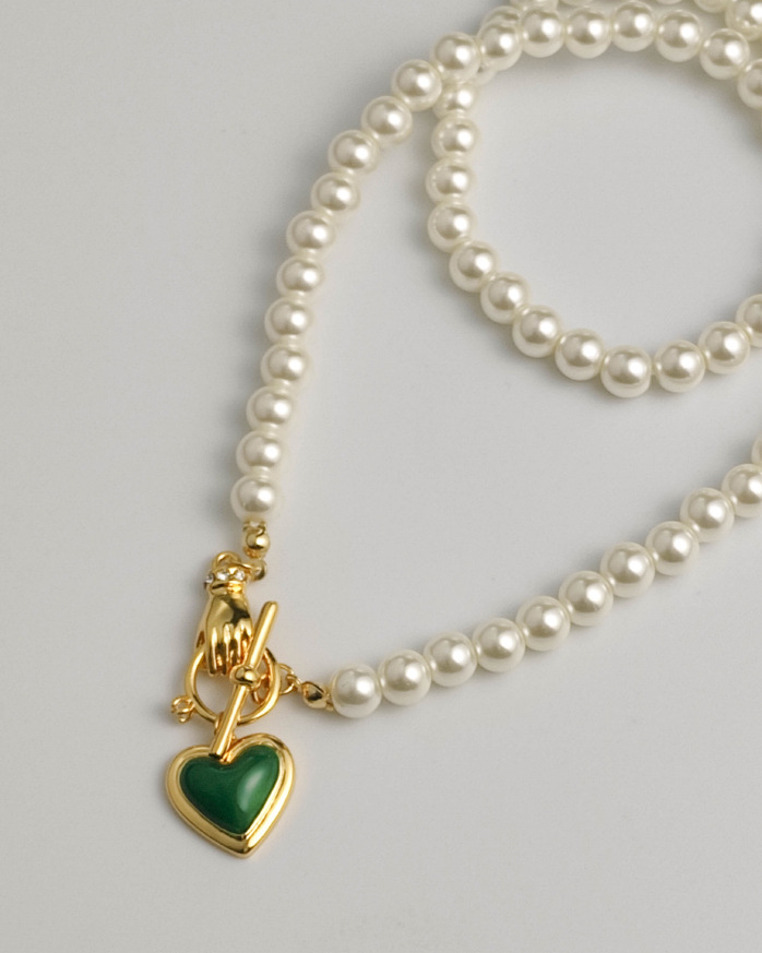 29g Weight Copper Pendant Material Pendant Necklace Classification Copper Chain Material Beaded Chain Chain Type 1 Piece Quantity Holiday, Tea Party Occasion Imitation Pearl, Copper Material Heart Shape Pattern All Seasons Season Women's Gender Plating Design Elegant, Sweet Style Elegant Sweet Heart Shape Imitation Pearl Copper Beaded Chain Pendant Necklaces Wholesale 9