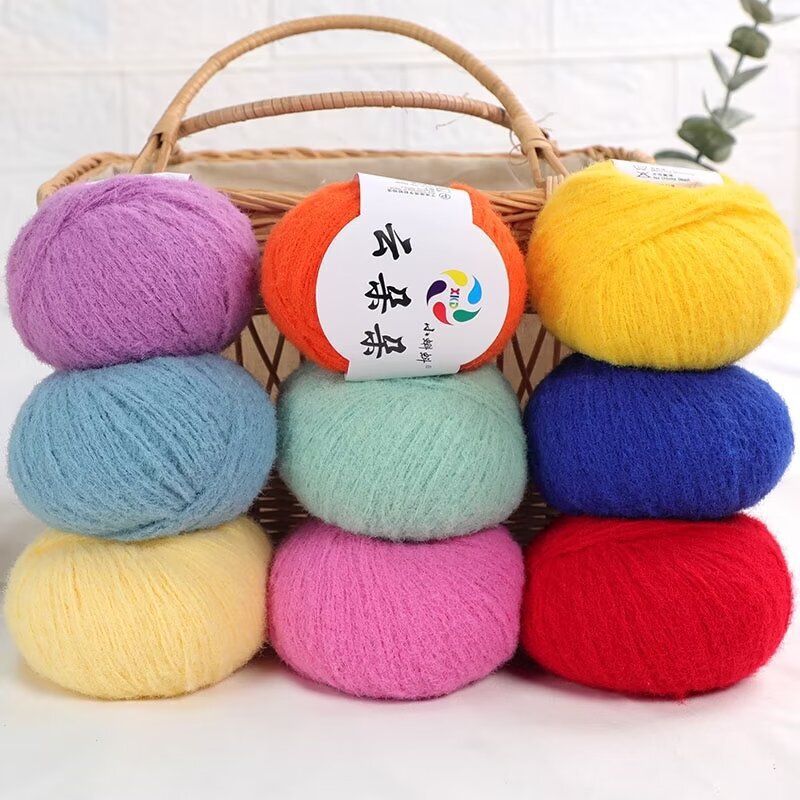 Cotton candy velvet wool ball crochet hook doll scarf hat sweater handmade diy woven material bag
