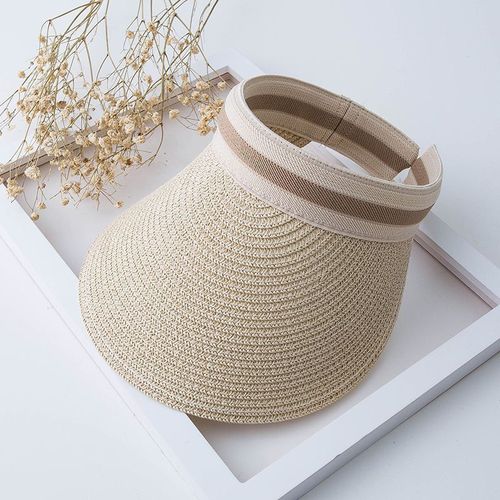 Lafayette grass woven empty top hat for women, summer face-shaping sun hat, hair tie sunshade, UV protection sun hat