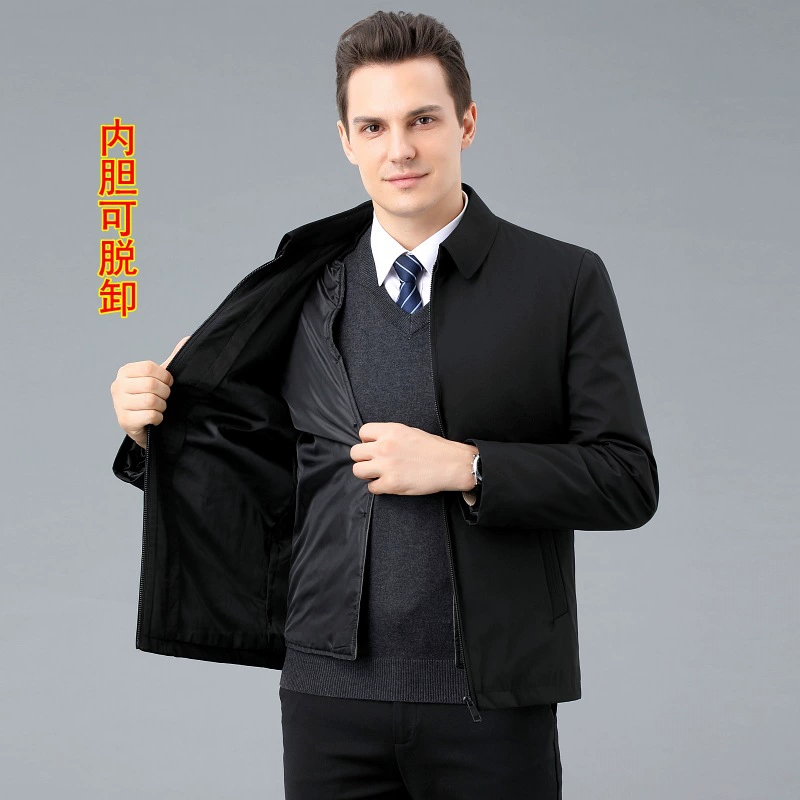 Removable winter liner for leisure, short down jacket, for middle age