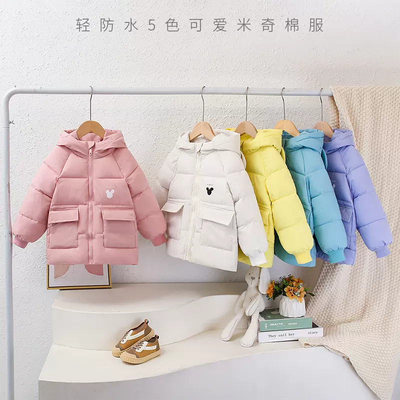 冬装新款儿童连帽羽绒棉服保暖可爱冬季童装加厚中小童棉衣外套潮