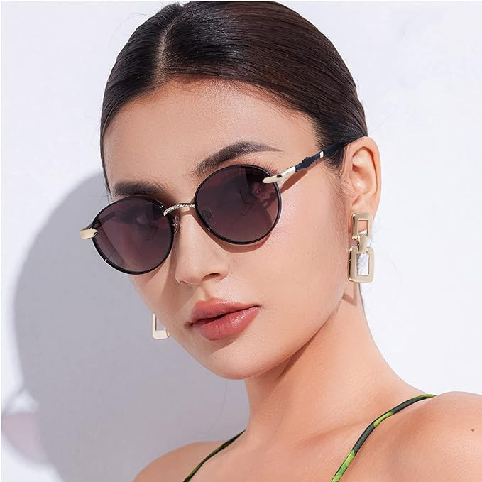 2024 New European and American Fashion Simple Casual Versatile Retro Oval Frame Sunglasses Men's Trend Steam Punk Style Sunglasses Women_voghion.com