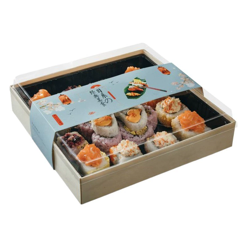 Одноразовая Прозрачная крышка Camalong Большая японская коробка для суши упаковочная коробка для еды на вынос деревянная упаковочная коробка